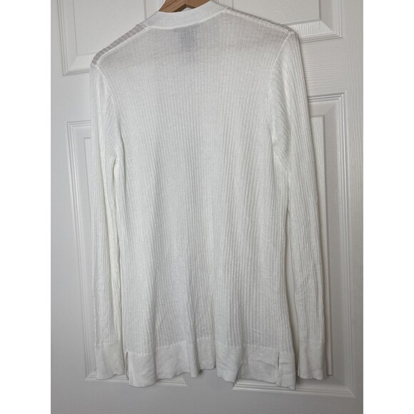 Matty M White Ribbed Cardigan Open Front Lightweight Stretch Women’s XL - Picture 3 of 11